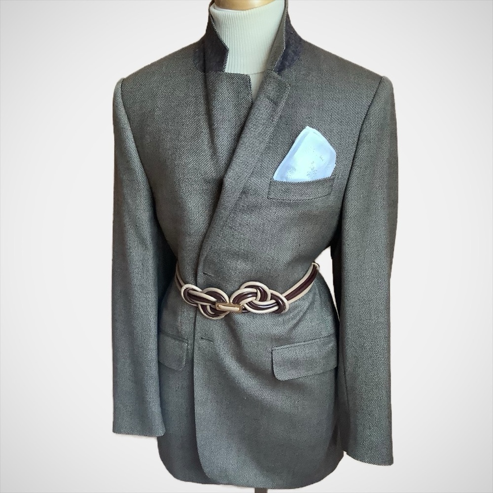 VINTAGE Neutral Italian Cashmere Tweed Oversized Blazer